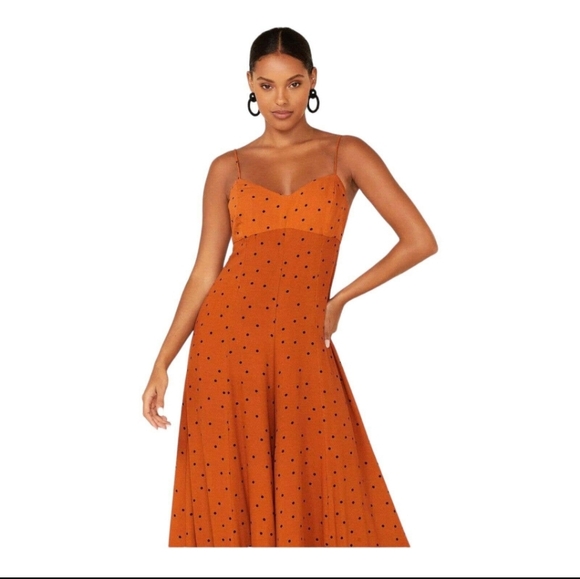 Free People Jamboree Jumpsuit Rust Combo Polka Dot Strappy Wide Leg xsmall - Picture 16 of 16